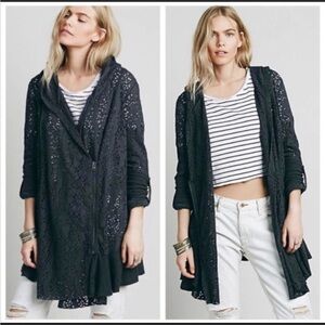 FP Movement by Free People Black Lace Cardigan